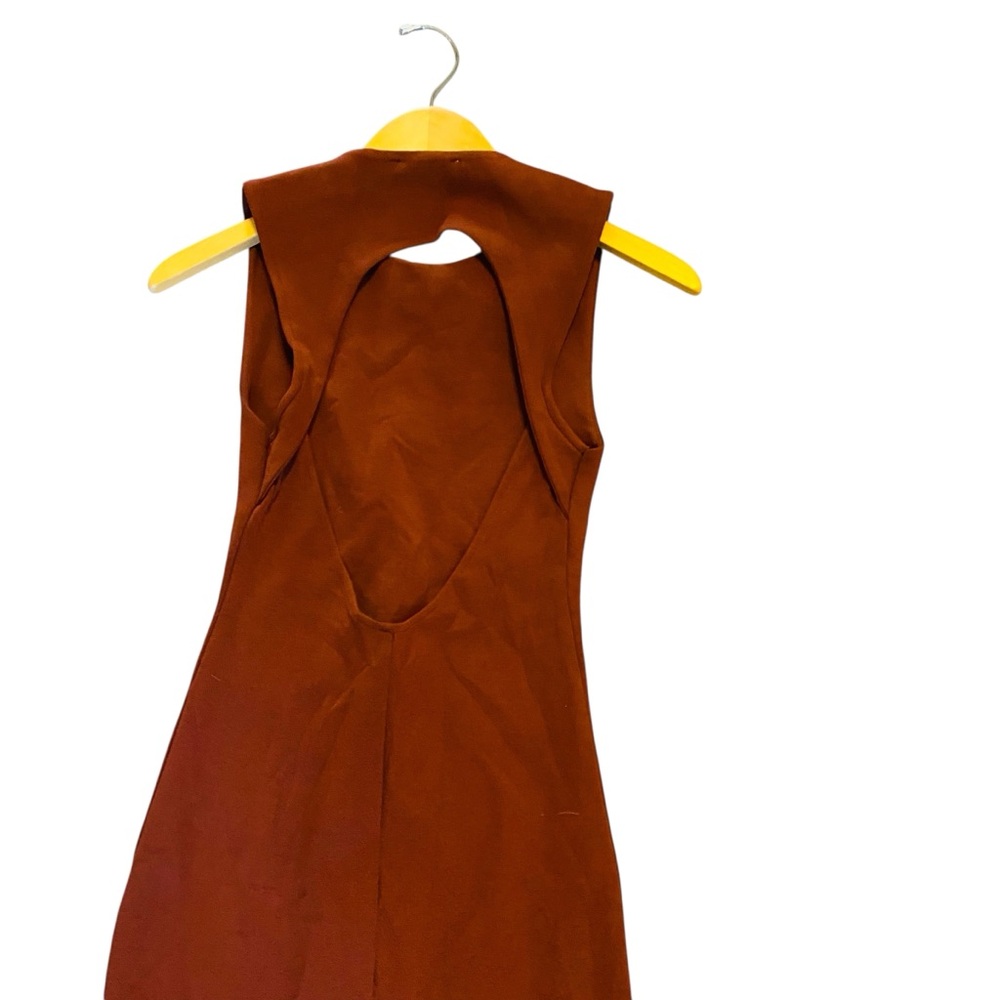 ZARA Brown Open Back Sleeveless Midi Sheath Dress - Picture 4 of 6